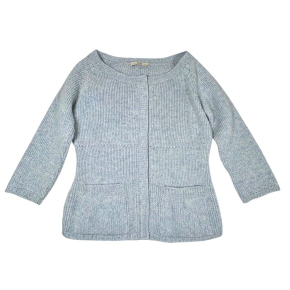 Vintage Prada Wool Cardigan SZ 6  Blue Fitted Preppy Luxury Old Money Preppy - Picture 3 of 12